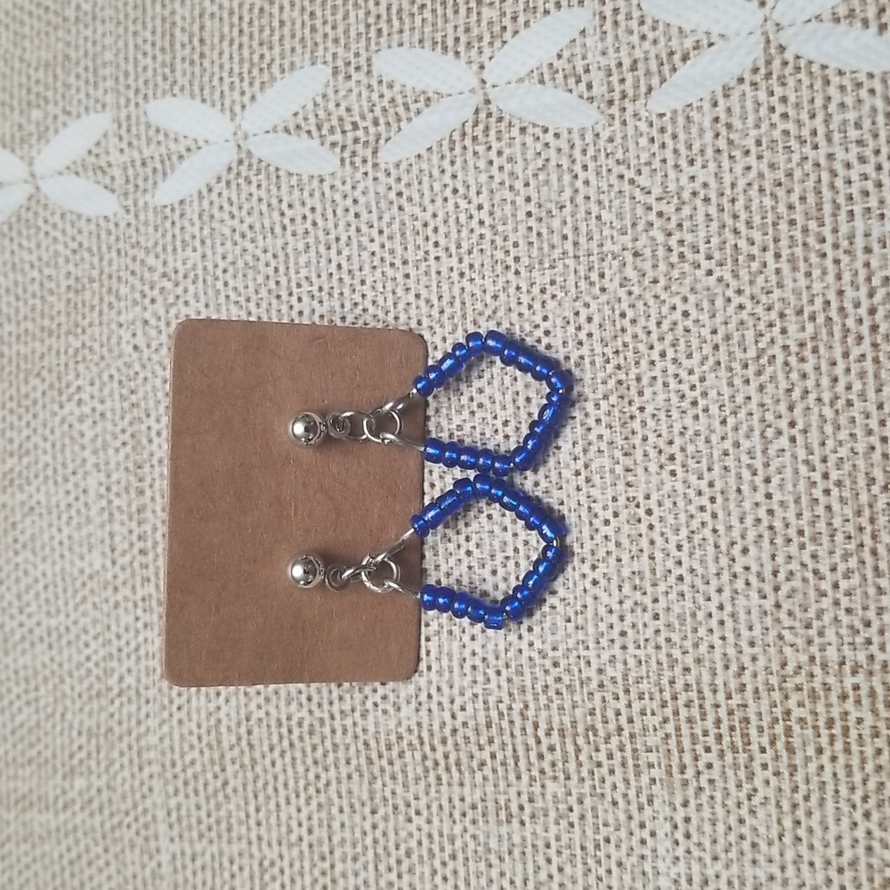 Blue Glass Bead Earrings.